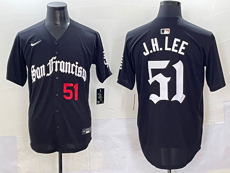 Men 2025 San Francisco Giants #51 J.H.Lee Black Five generations Joint Name Nike MLB Jersey style 44